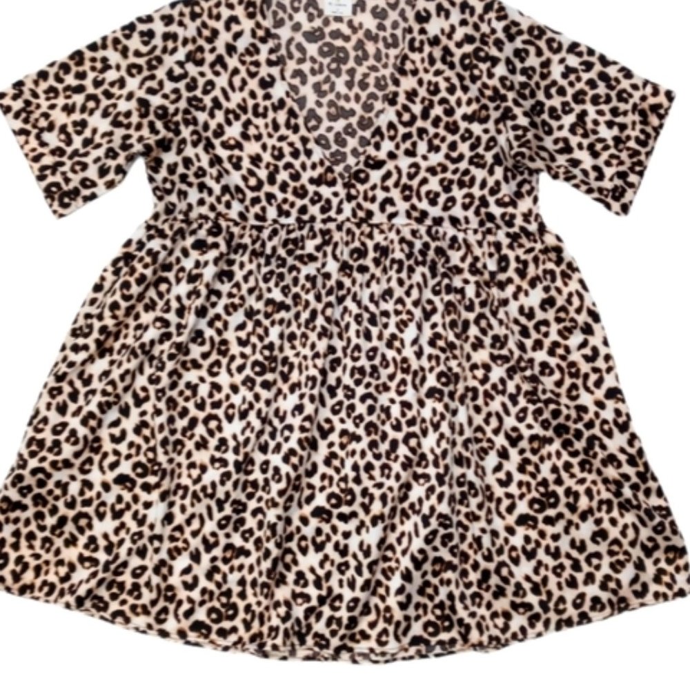 Leopard Print Babydoll Dress Size Small